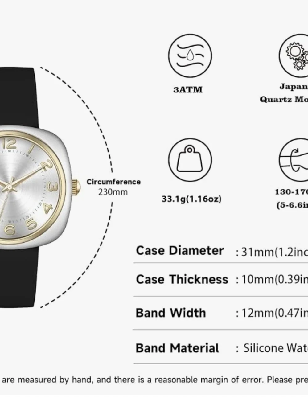Modern Two-Tone Square Watch with Black Strap